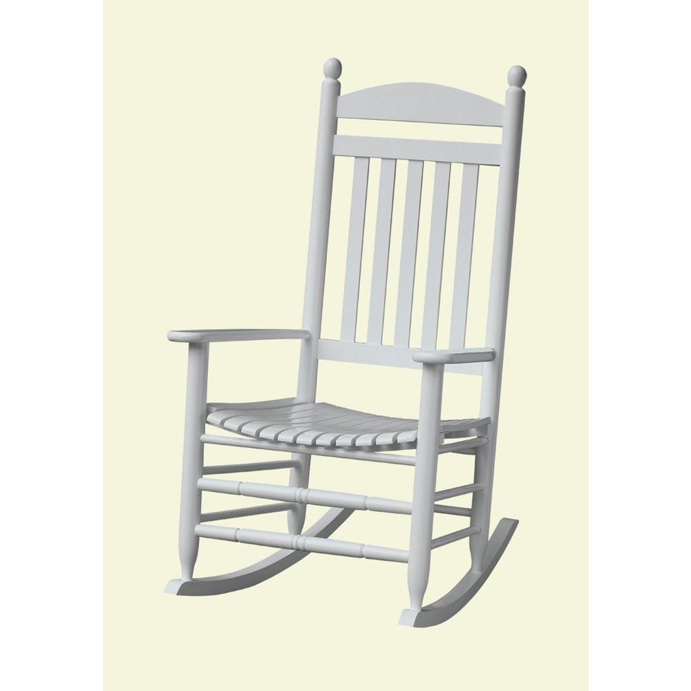 Bradley White Slat Patio Rocking Chair 200sw Rta The Home Depot