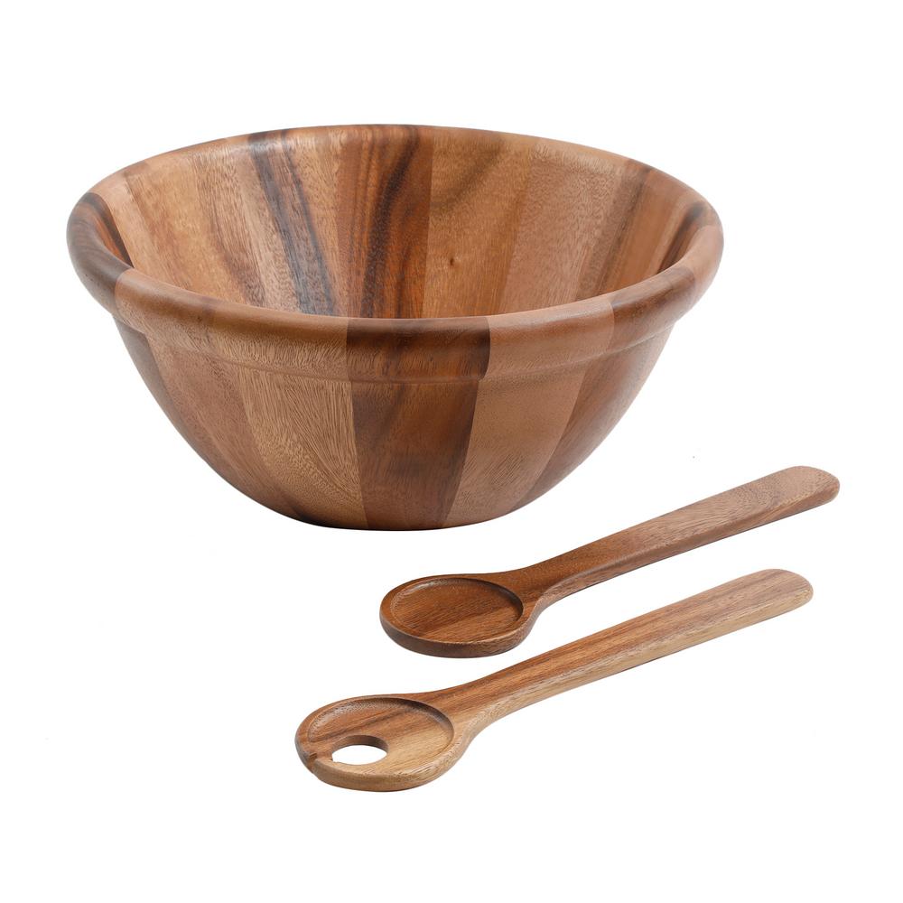 GIBSON elite Walnut 3Piece Serving Bowl Set985105293M The Home Depot