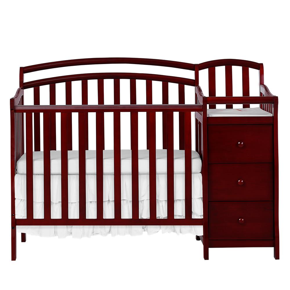 cherry crib with attached changing table