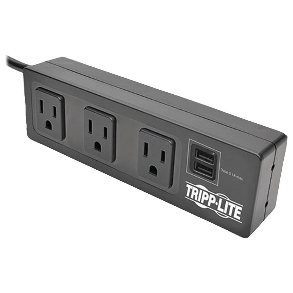 Tripp Lite Protect It 3 Outlet With 2 Usb Ports And Desk Clamp