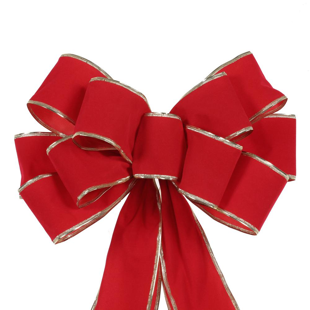 Home Accents Holiday 10.2 in. x 13.3 in. Gold Edge Red Velvet Bow ...