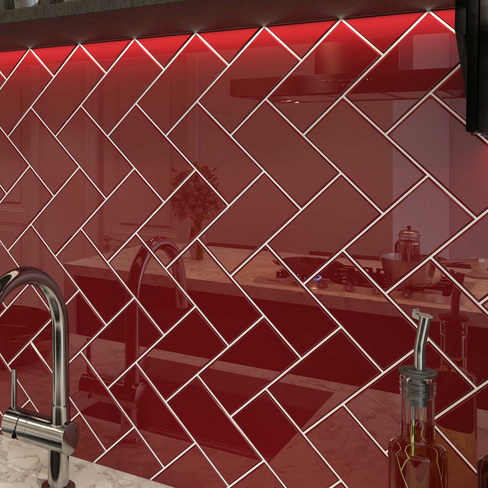 Red Backsplash Subway Tile Flooring The Home Depot