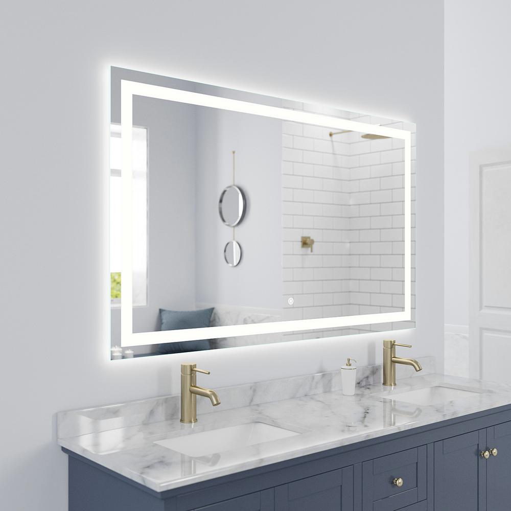 Unbranded Lumina 70 In X 36 In Frameless Led Wall Mounted Lighted Vanity Mirror With Built In Dimmer And Anti Fog Feature Ledsm2070 The Home Depot