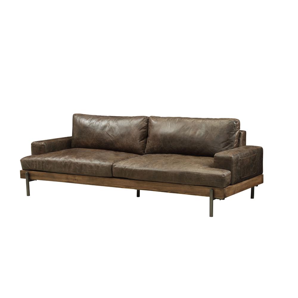 Silchester Distressed Chocolate Top Grain Leather Oak Wood Trim Sofa Silchester Distressed Chocolate Top Grain Leather Oak Wood Trim Sofa