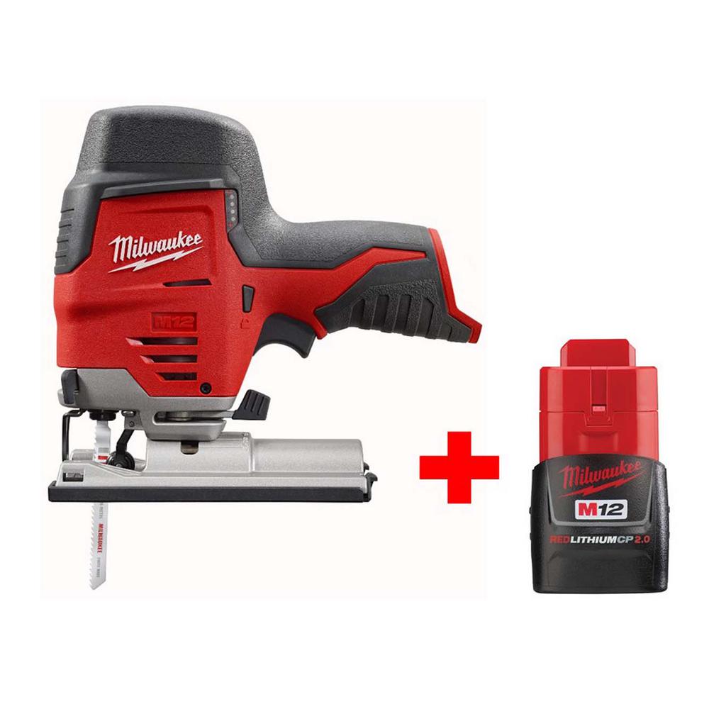 Milwaukee M12 Cordless Jig Saw Adjustable 12V Lithiumion W/ M12 2.0Ah