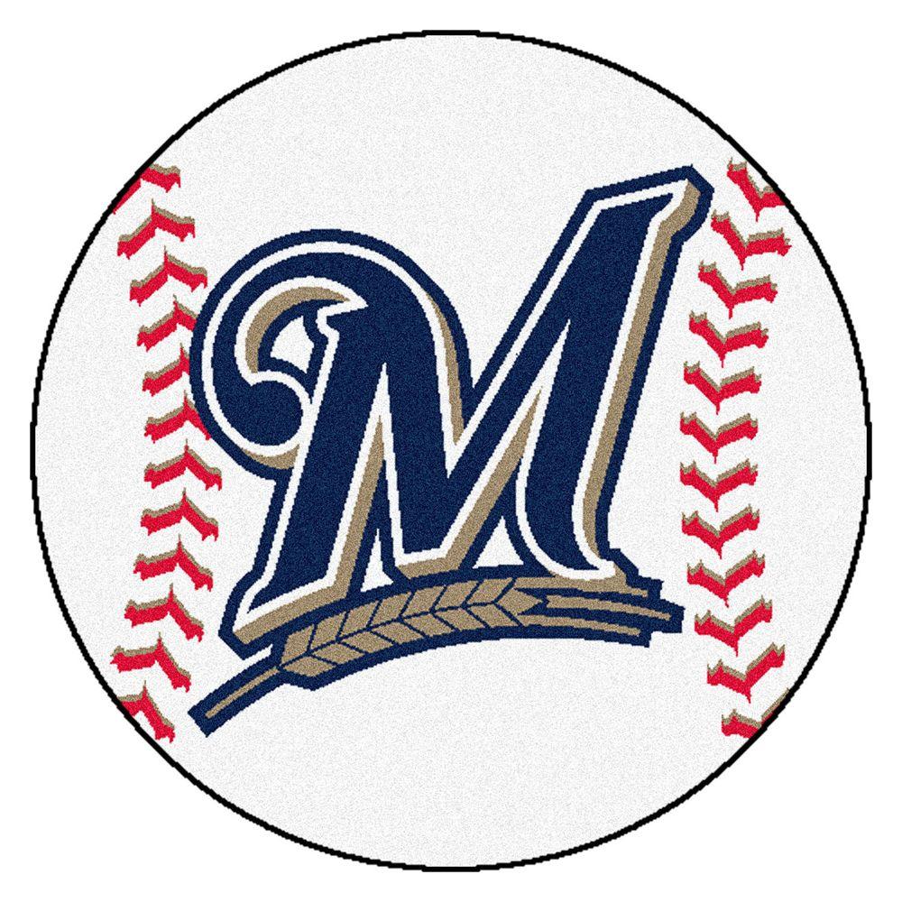 FANMATS MLB Milwaukee Brewers White 2 ft. 3 in. x 2 ft. 3 in. Round ...