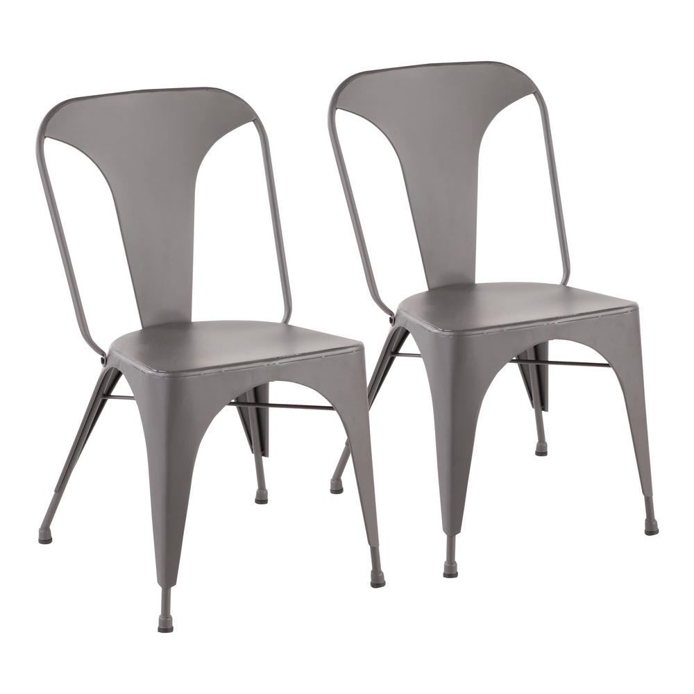 Lumisource Austin Matte Grey Metal Dining Chair Set Of 2 Dc Tw Au Gy2 The Home Depot