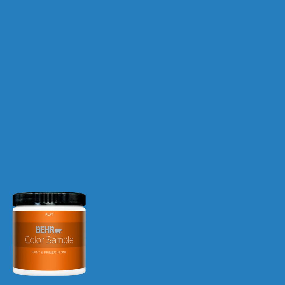 BEHR PREMIUM PLUS 8 oz. P5106 Brilliant Blue Flat Interior Paint and
