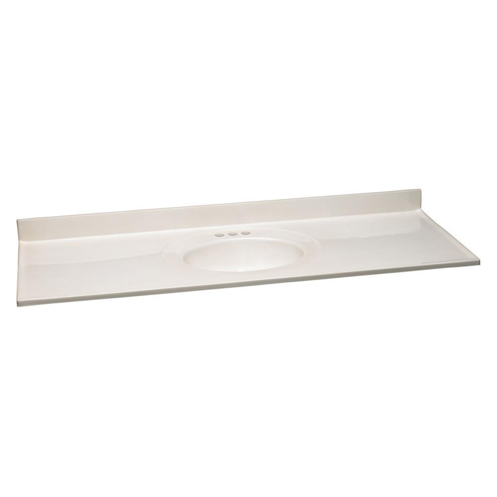 Design House 61 In W Cultured Marble Vanity Top With White On