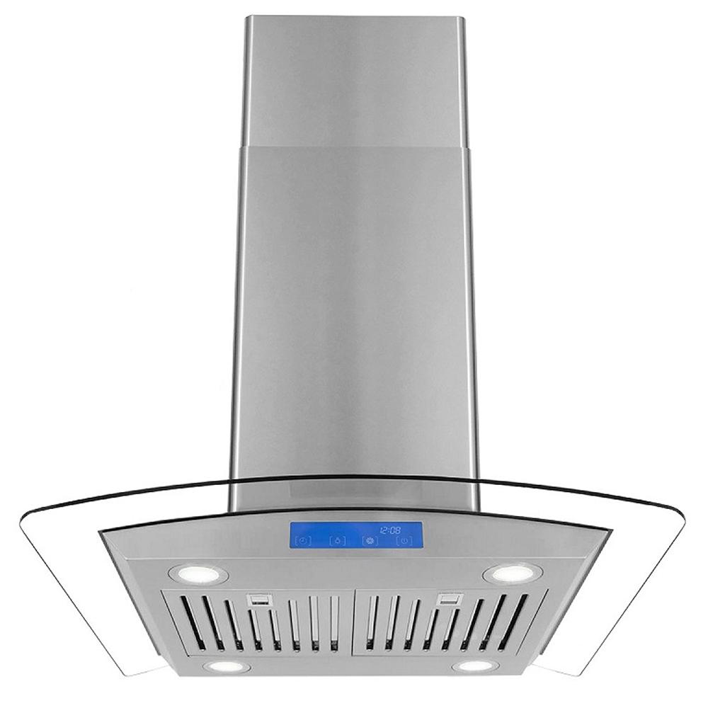 Cosmo 30 in. Ducted Island Range Hood in Stainless Steel with LED