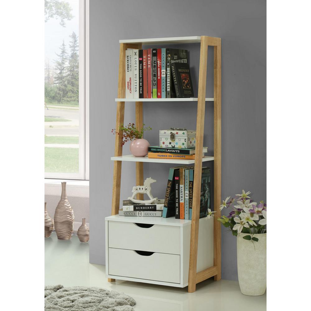 4d Concepts 20 1 In White Natural Wood 3 Shelf Accent Bookcase