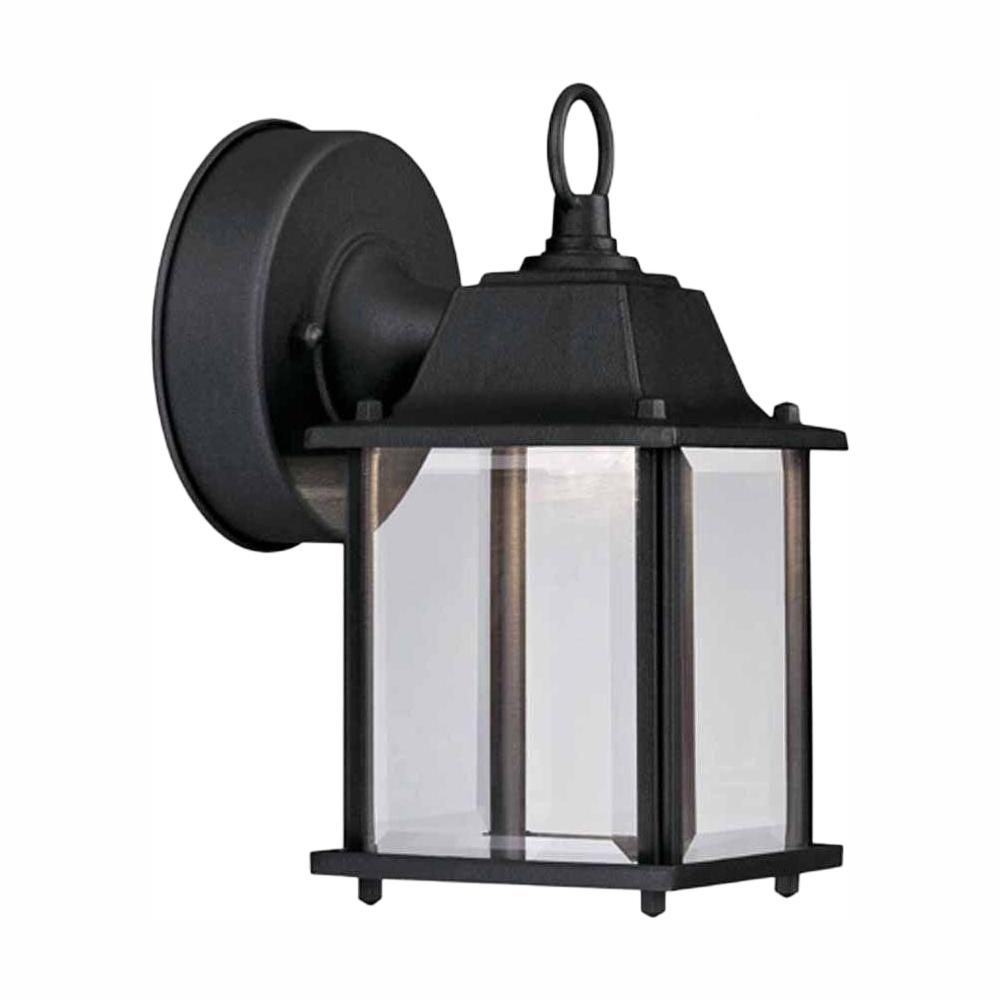 Hampton Bay Black Outdoor Led Wall Lantern Sconce Hb7002 05 The Home Depot - Outdoor Light Fixture Wall Mounting Bracket