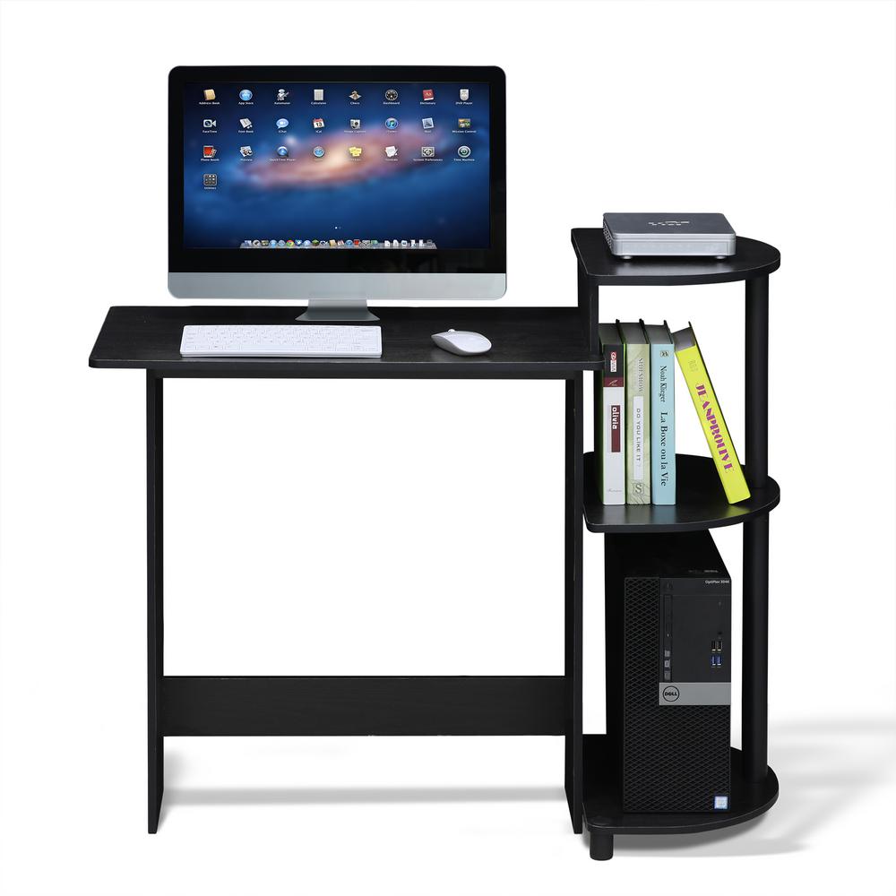 Furinno Compact Americano Black Computer Desk With Shelves 11181am