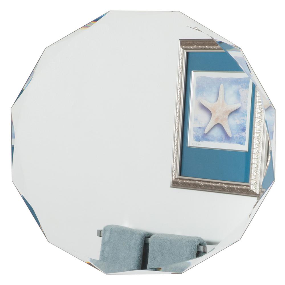 Decor Wonderland 28 in. x 28 in. Round Frameless Diamond Wall Mirror with Beveled Edge-DWSM8002R ...