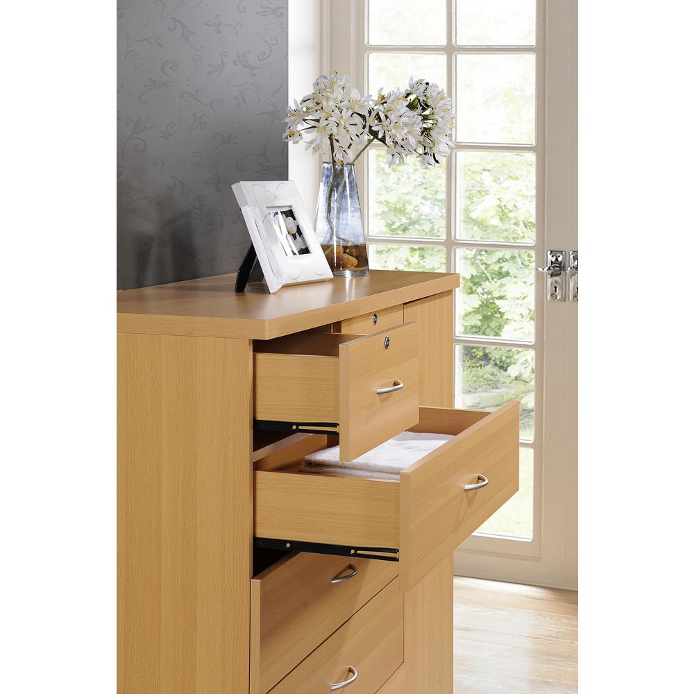 Hodedah 7 Drawer Beech Chest Of Drawers With Door Hi71dr Beech