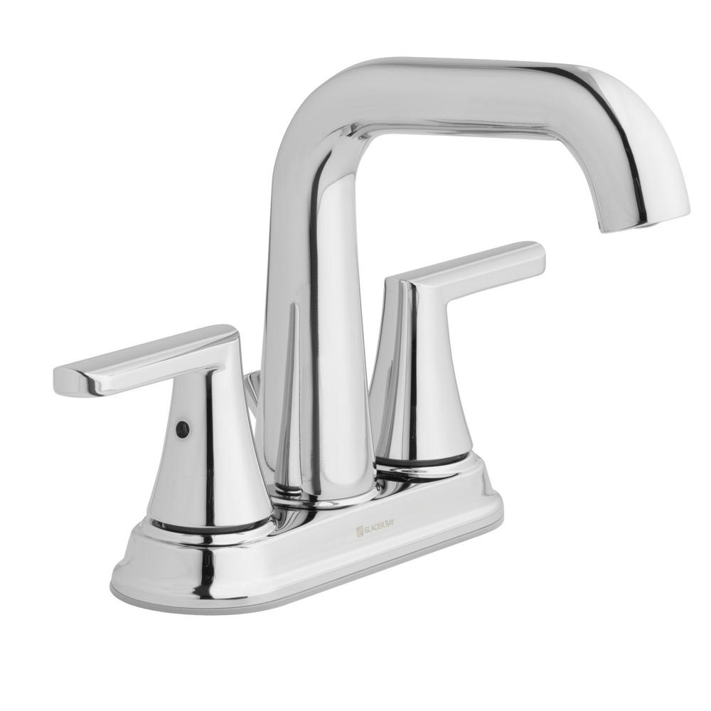 Glacier Bay Jax 4 in. Centerset 2-Handle High-Arc Bathroom Faucet in Chrome