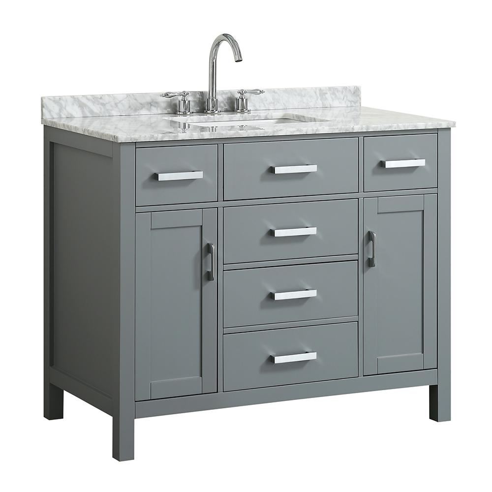 BEAUMONT DECOR Hampton 43 in. W x 22 in. D Bath Vanity in Grey with