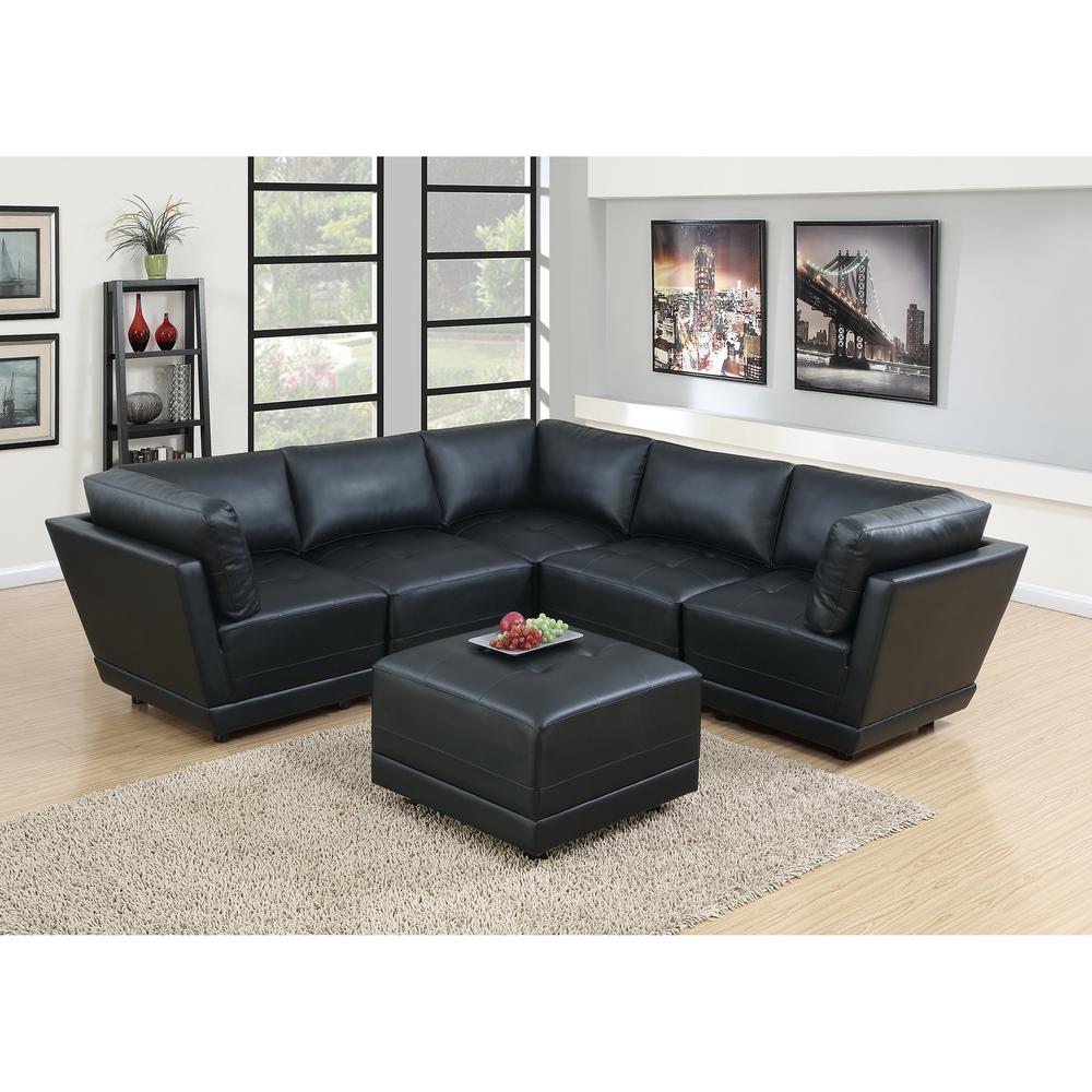 Black Sectionals Living Room Furniture The Home Depot 6 Piece Black Bonded Leatherette Modular Sectional