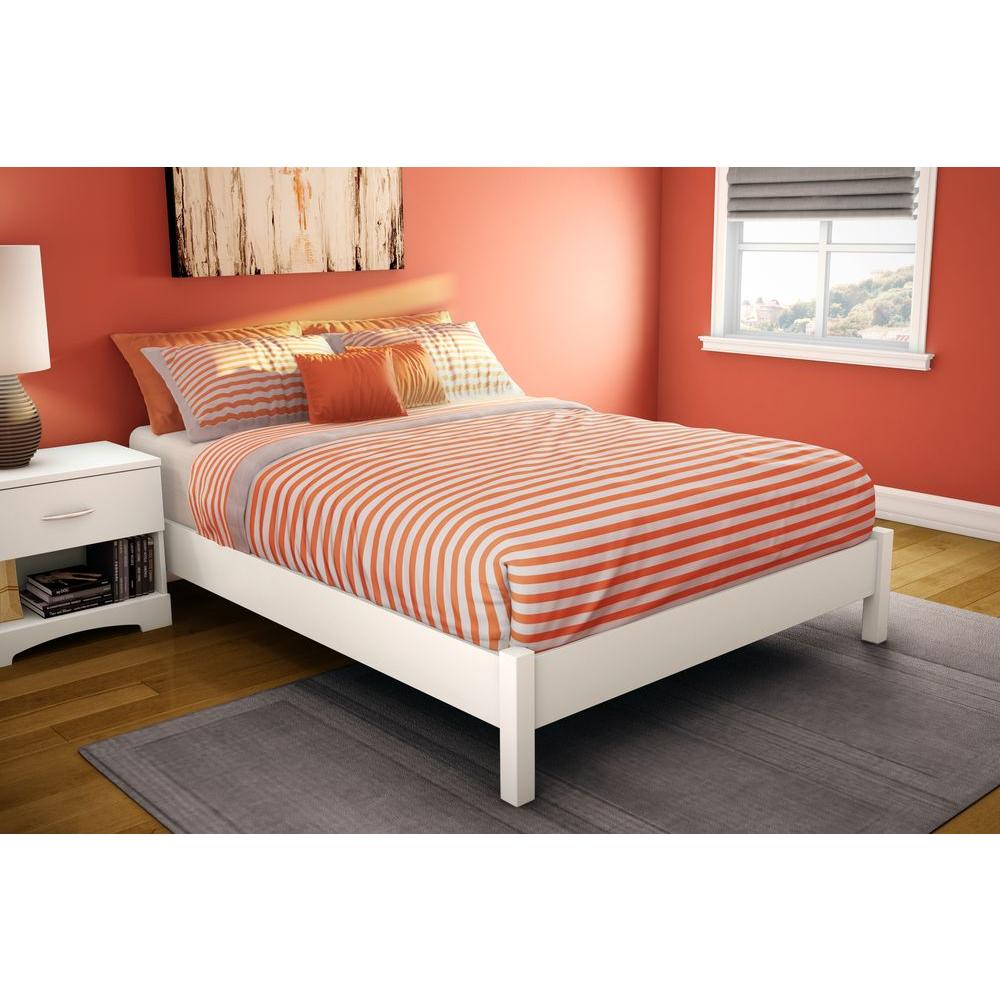 South Shore Step One Full-Size Platform Bed in Pure White ...