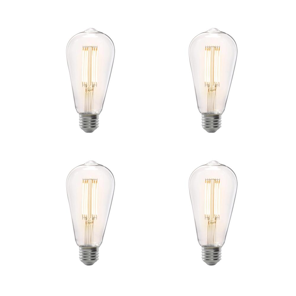 Feit Electric 75 Watt Equivalent St19 Dimmable Clear Gl Vintage Edison Led Light Bulb With Cage Filament Soft White 4 Pack Feit Electric 75 Watt Equivalent St19 Dimmable Clear Gl Vintage Edison Led Light Bulb With Cage Filament Soft White 4 Pack
