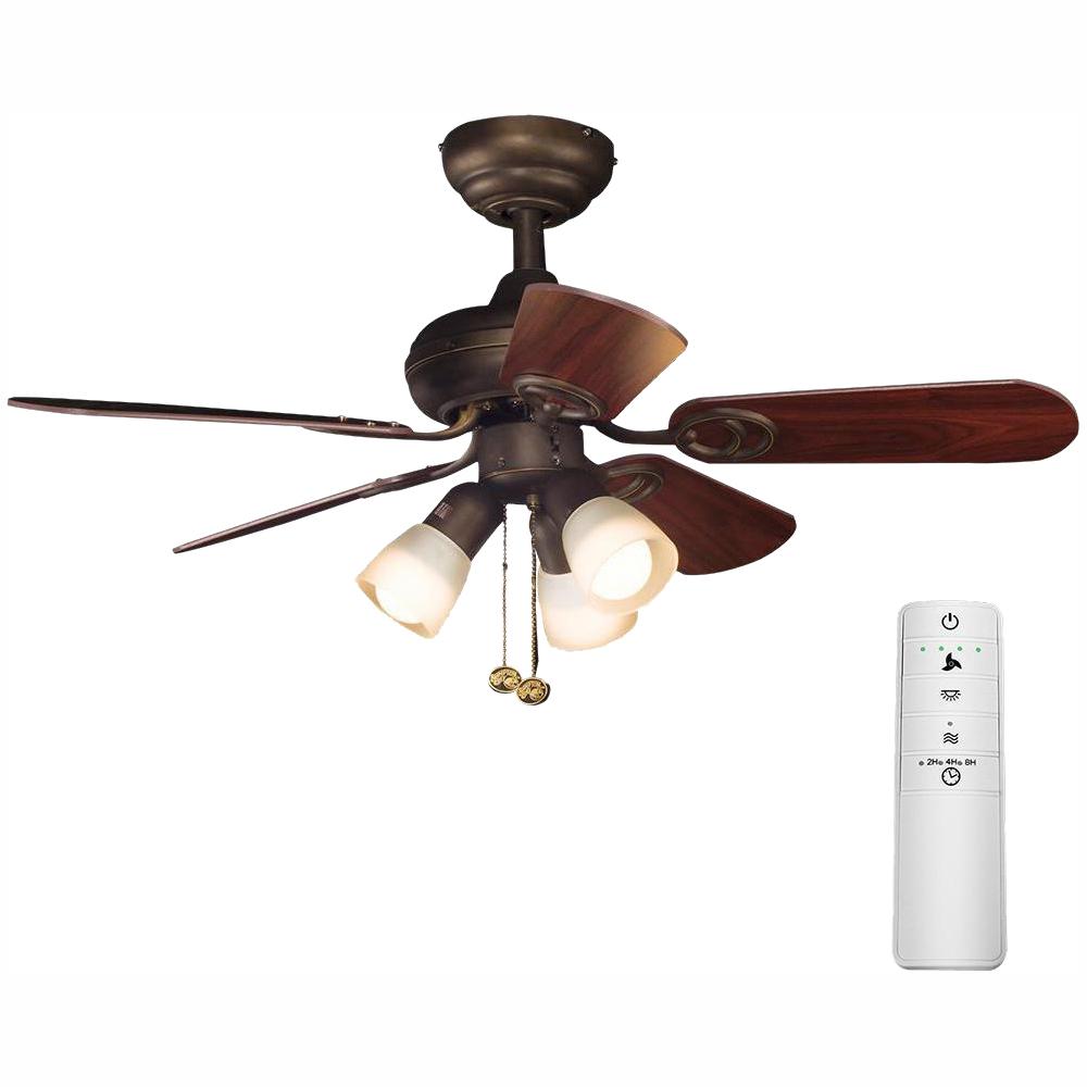 Hampton Bay San Marino 36 In Led Oil Rubbed Bronze Smart Ceiling Fan With Light Kit And Wink Remote Control
