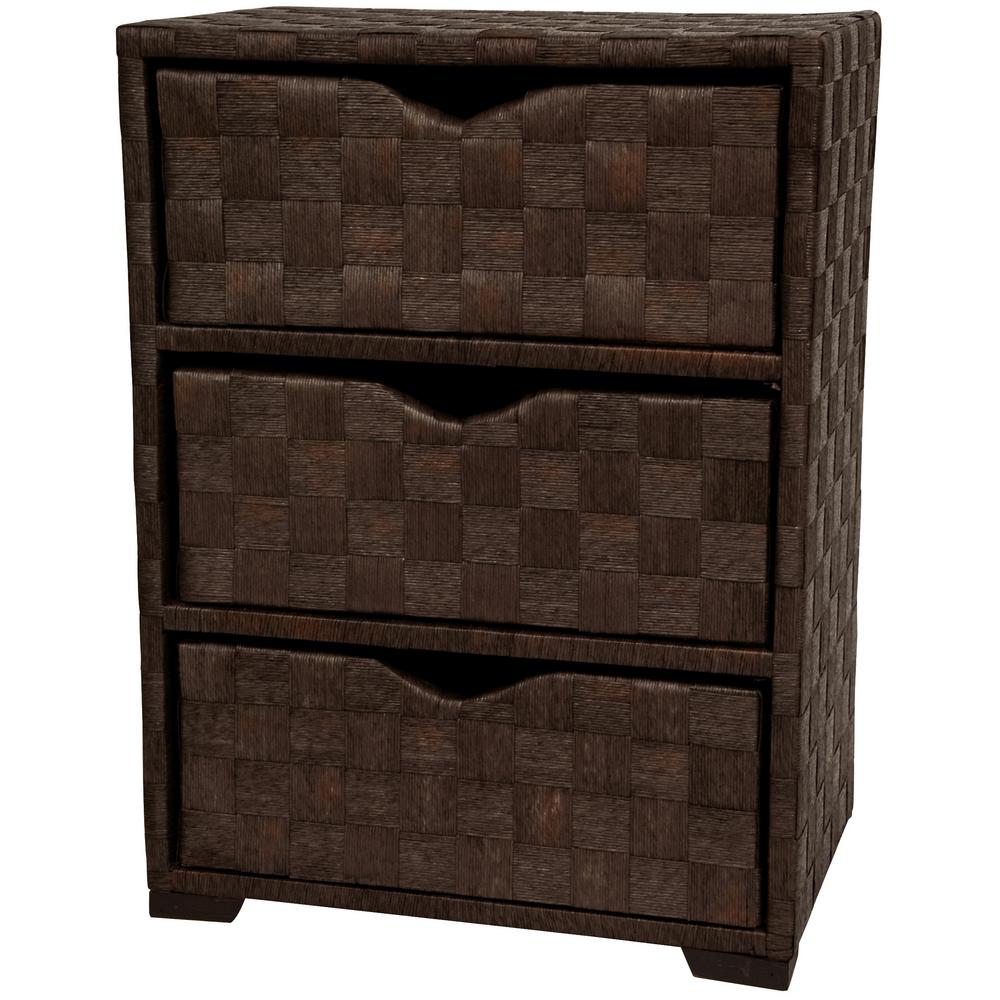 Oriental Furniture 3 Drawer Mocha Natural Fiber Storage Chest Jh09