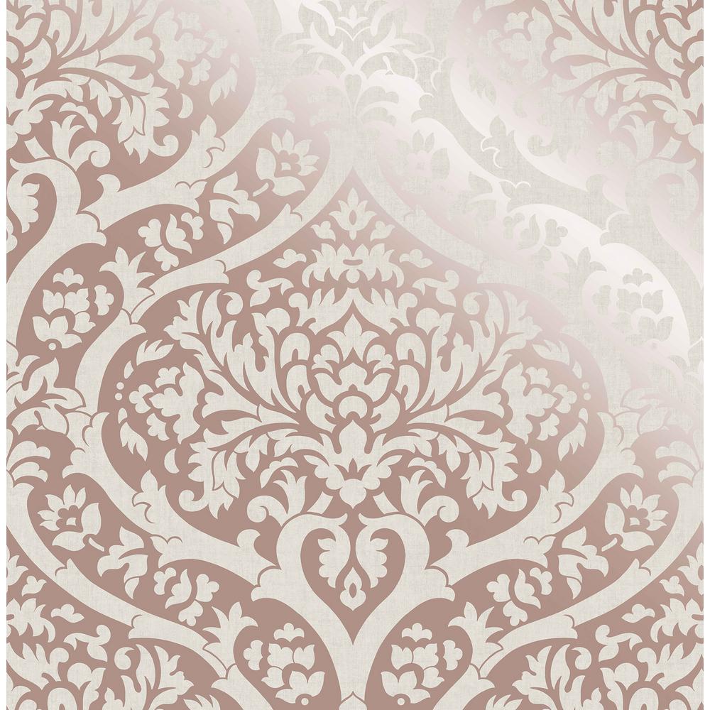 Fine Decor Sandringham Rose Gold Damask Wallpaper Sample 2900