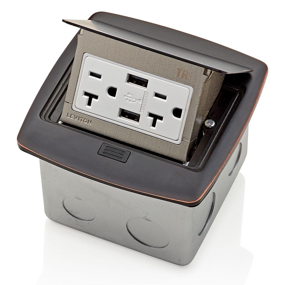 Leviton Pop Up Floor Box With Dual Type A 3 6 Amp Usb Charger 20 Leviton Pop Up Floor Box With Dual Type