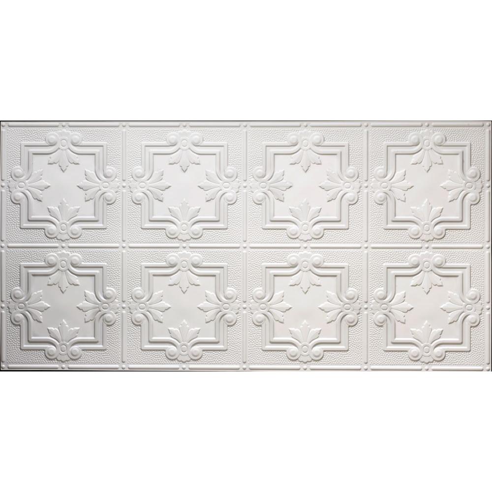Dimensions 2 Ft X 4 Ft Glue Up Tin Ceiling Tile In Matte White