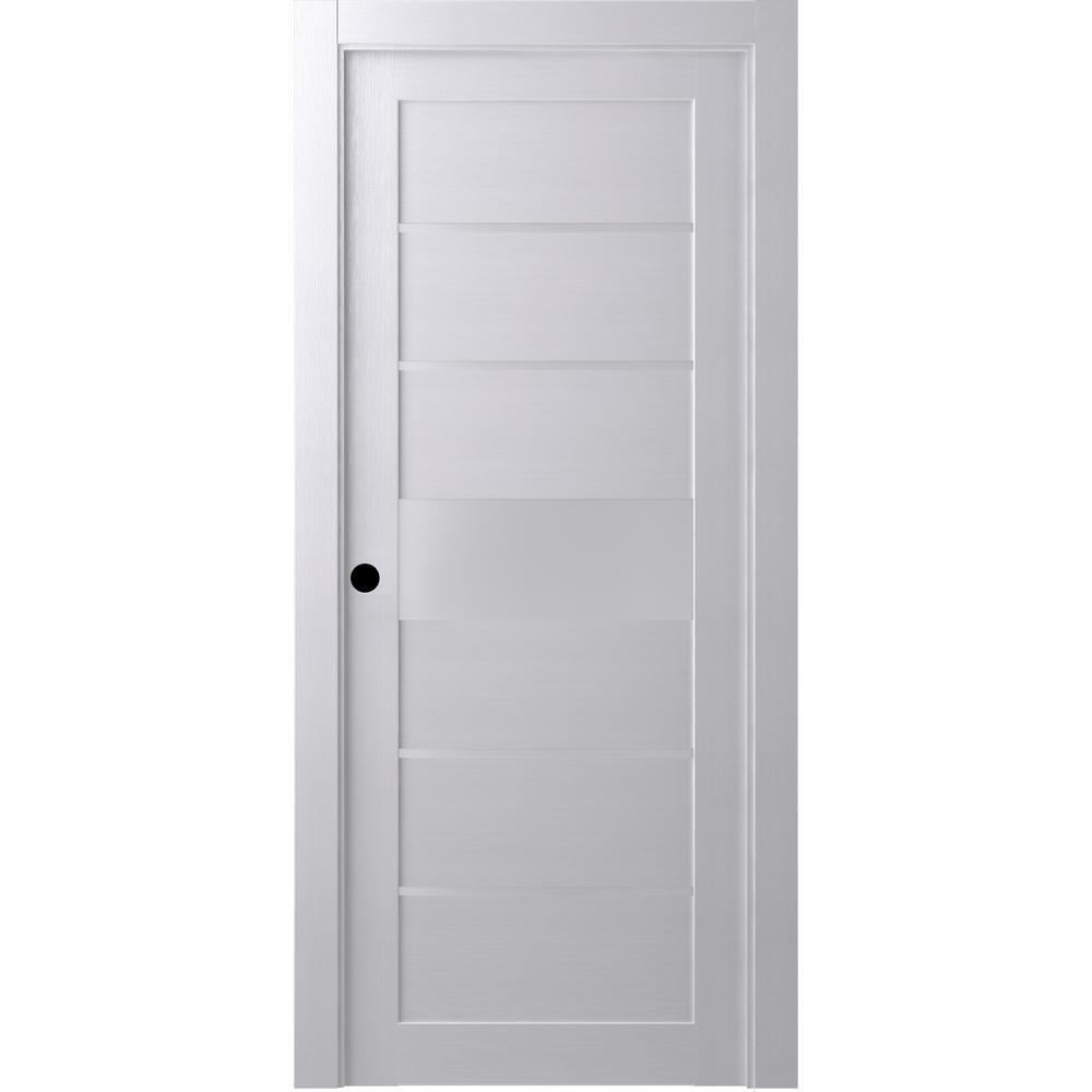 18 In X 80 In Siah Bianco Noble Right Hand Solid Core Composite 5 Lite Frosted Glass Single Prehung Interior Door