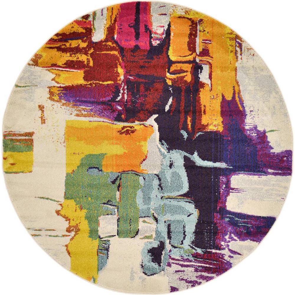 Unique Loom Barcelona Beige 6 ft. x 6 ft. Round Area Rug3122546 The