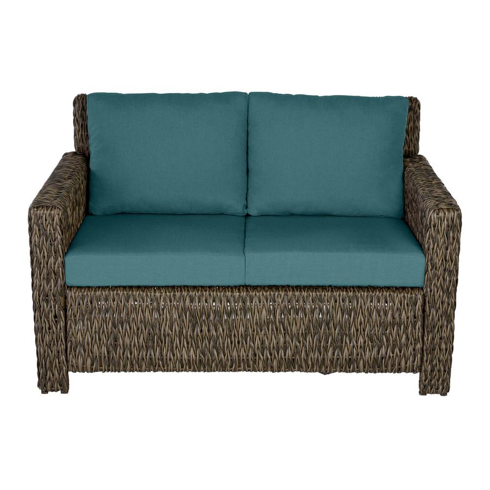 Hampton Bay Laguna Point Brown Wicker Outdoor Patio Loveseat With