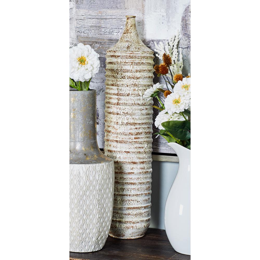 19 inch Gold Iron Decorative Vase with Bulb-Shaped Body