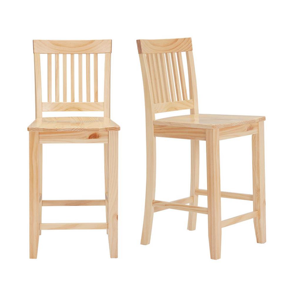 StyleWell Scottsbury Unfinished Wood Counter Stool with Slat Back (Set of 2) (19.14 in. W x 38.59 in. H), Natural was $159.0 now $95.4 (40.0% off)
