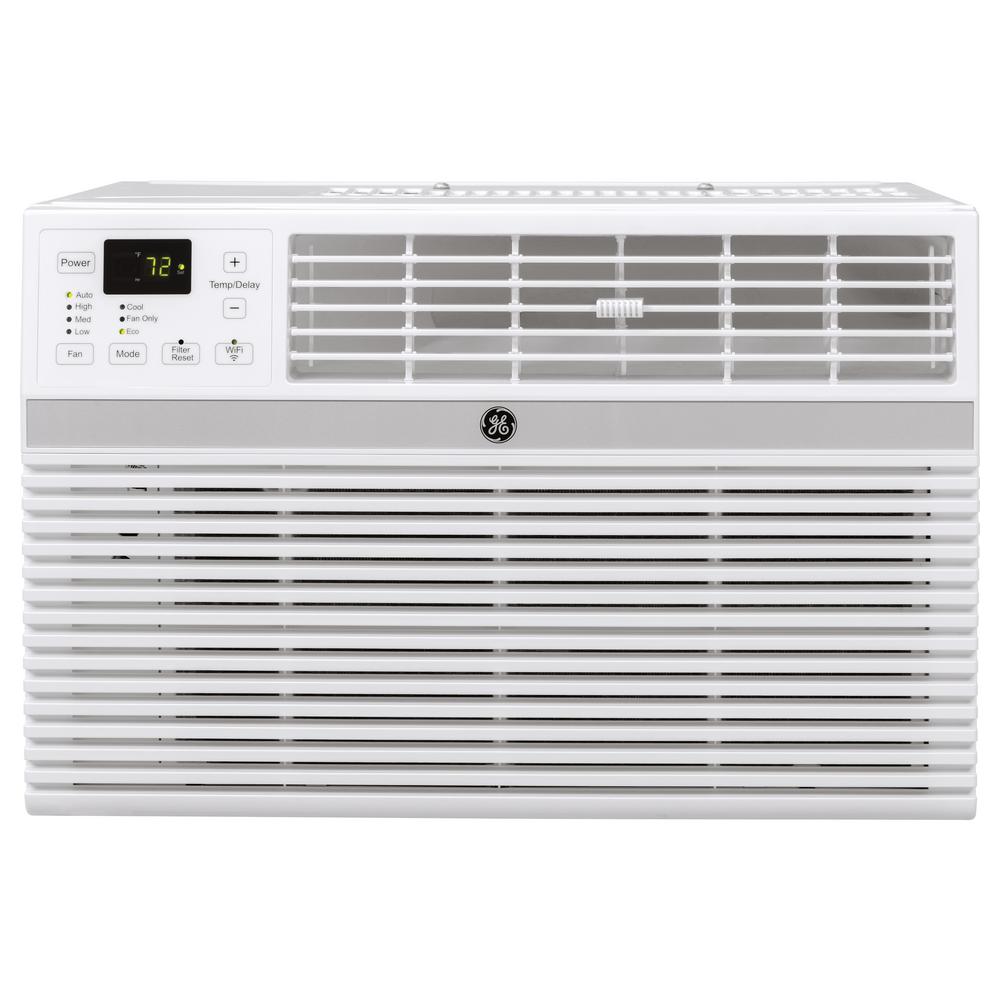 GE 18,000 BTU 230-Volt Smart Window Air Conditioner with Remote in Gray