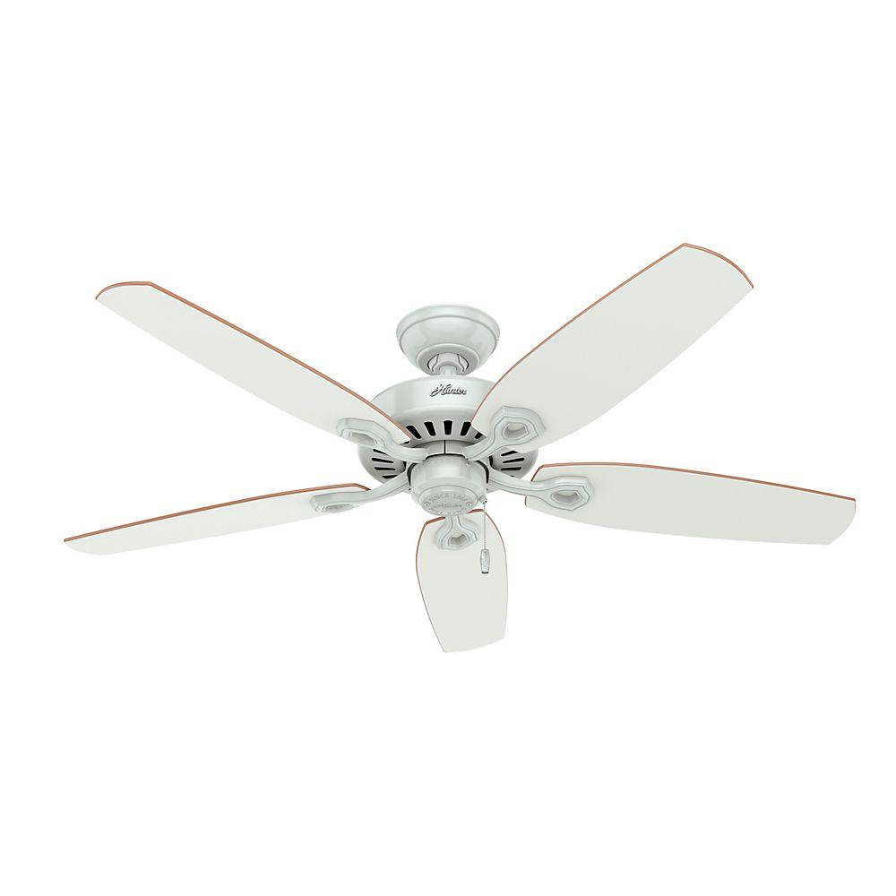 Hunter Builder Deluxe 52 In Indoor White Ceiling Fan With Light Kit Builder Deluxe 52 In Indoor White Ceiling Fan With Light Kit Bundled Hunter Handheld Remote Control