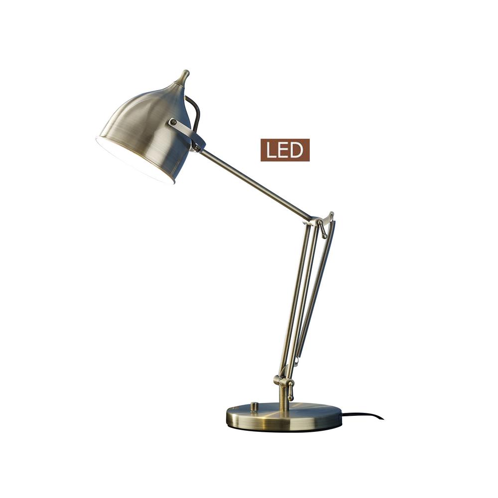 Desk Lamps The Home Depot Satin Brass Led Desk Lamp With Dimmer
