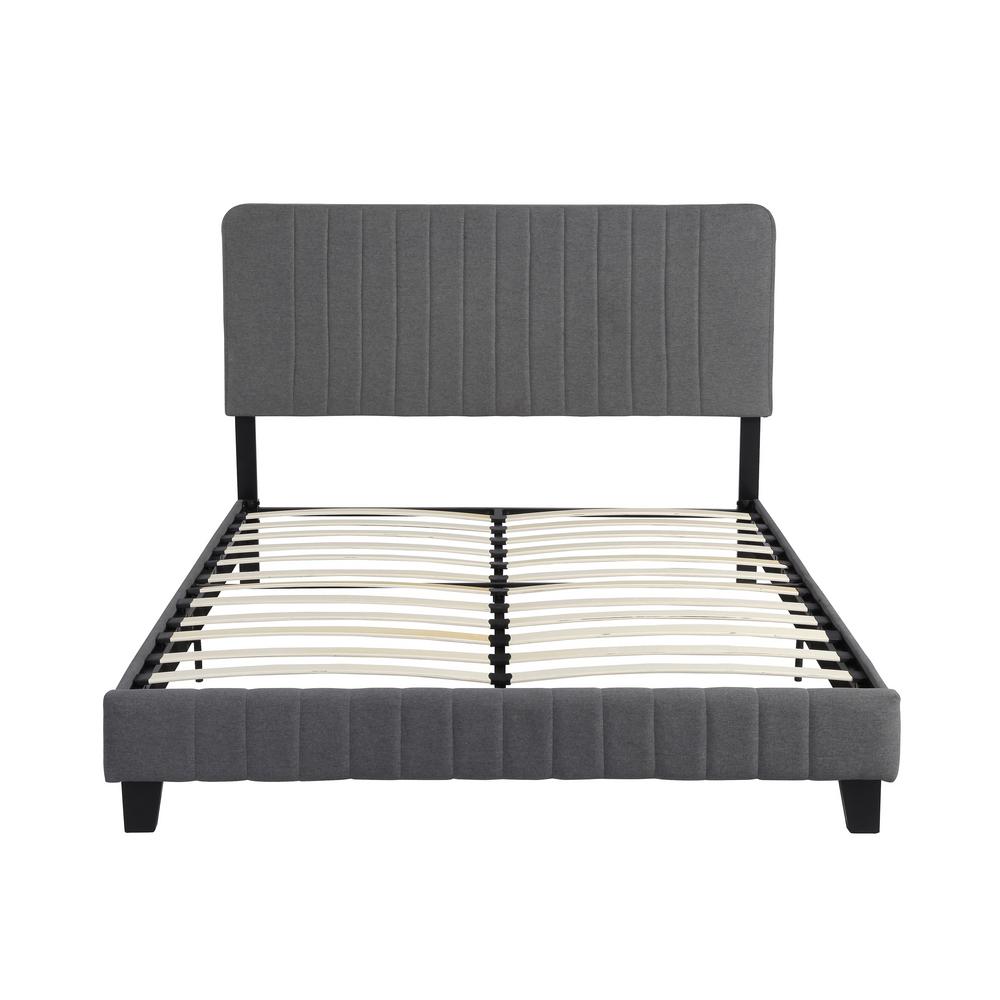 Noble House Goddard Industrial Queen-Size Flat Black Iron Bed Frame ...