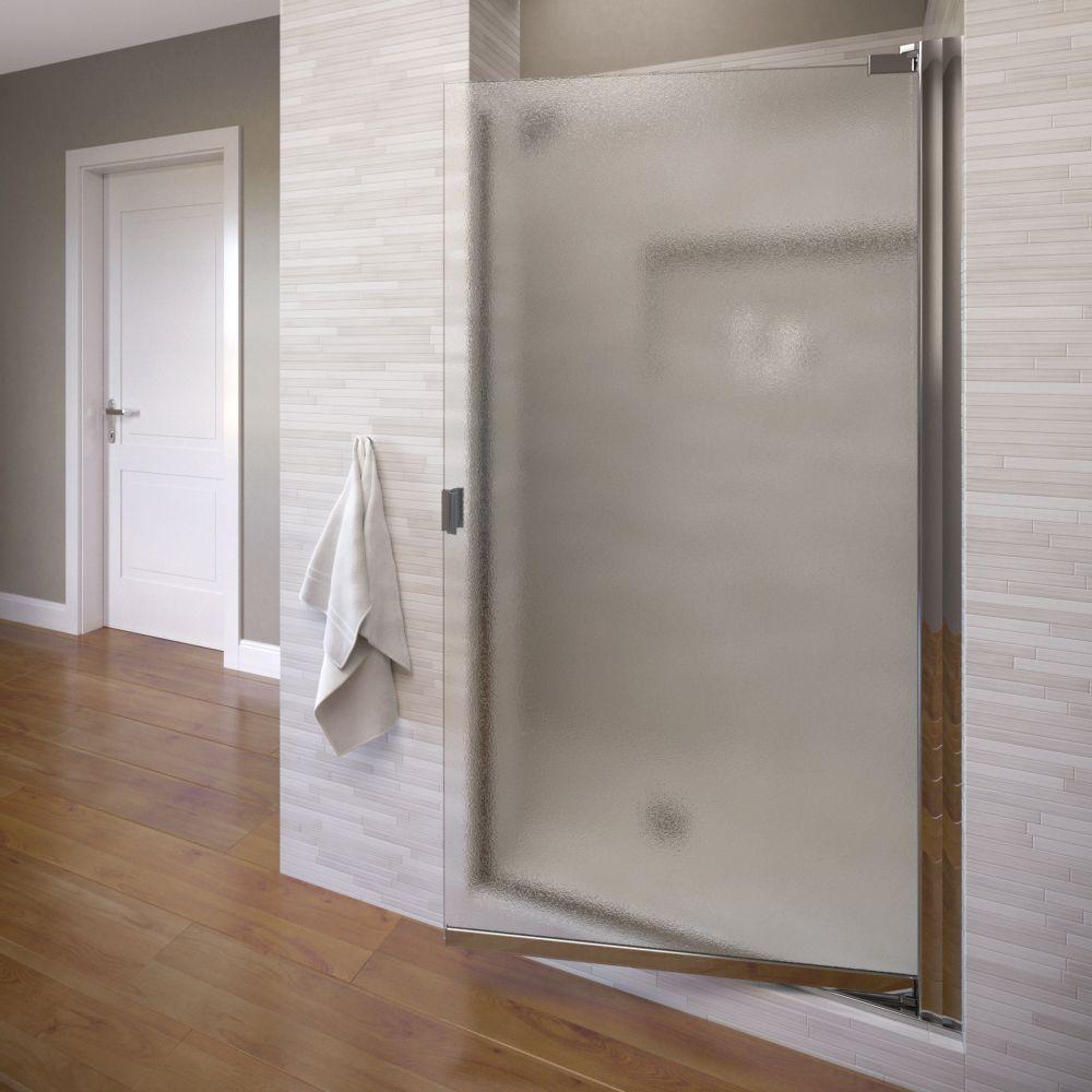 Basco Armon 33 1 4 In X 66 In Semi Frameless Pivot Shower Door In Chrome With Obscure Glass