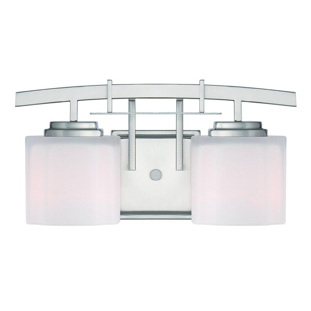 Hampton Bay Harlin Hills 3 Light Brushed Nickel Vanity With Architecture 2 Light Brushed Nickel Vanity With Etched White Glass Shades