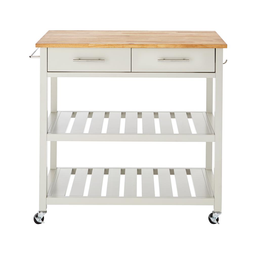 Stylewell Glenville Grey Kitchen Cart With 2 Shelves Sk17787cr2 Cbg The Home Depot