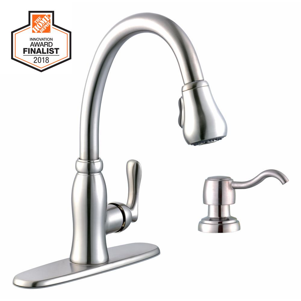 Glacier Bay Pavilion Pull Down Faucet Lever Handle Stainless