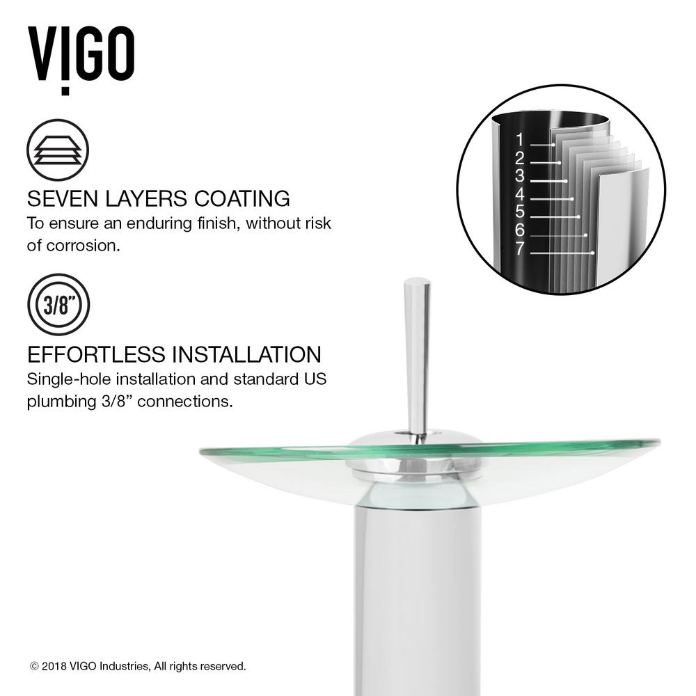 Chrome Finish Vigo Industries VG03002CH Glass Single Lever Waterfall Faucet