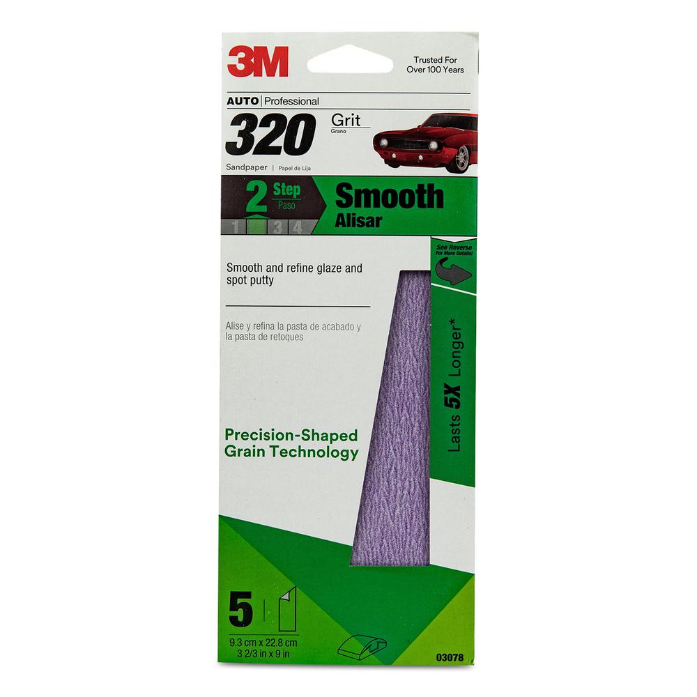 3M Performance 3-2/3 inch x 9 inch 320 Grit Sandpaper (5-Pack) by 3M
