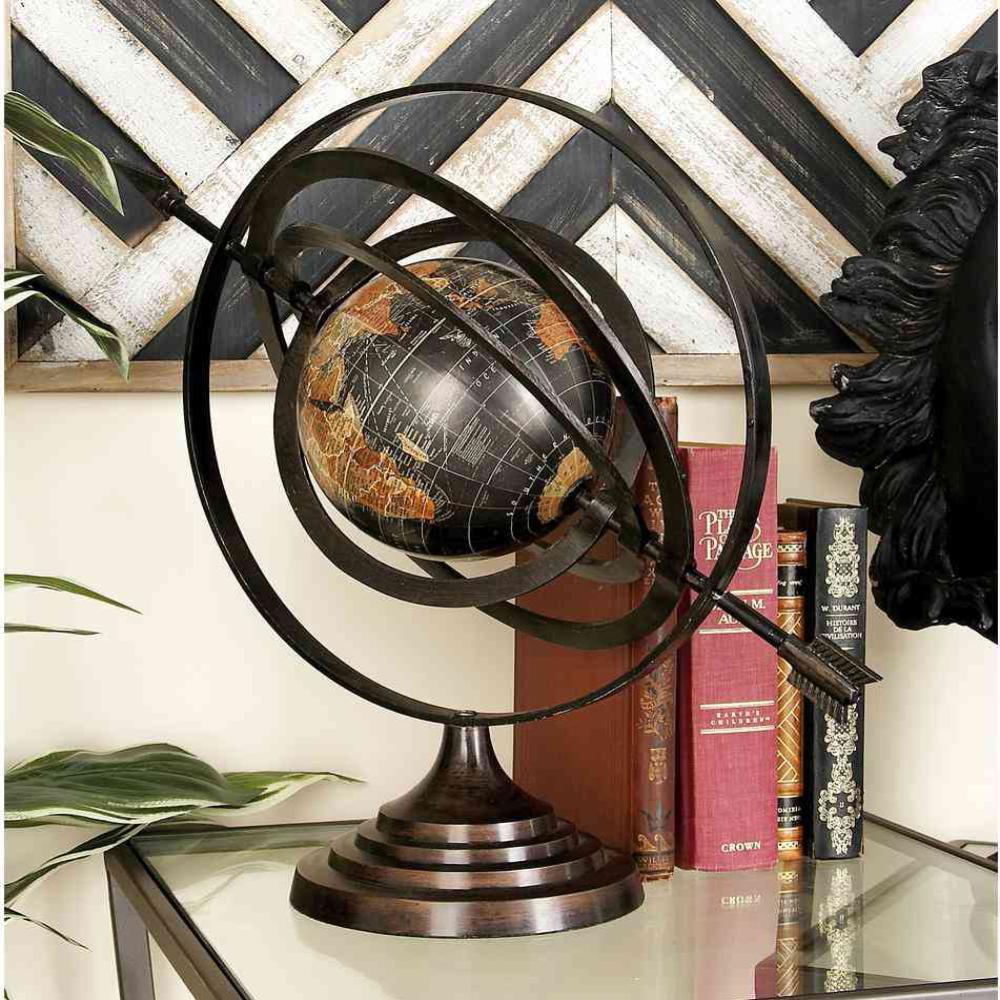 Litton Lane Modern Black Globe And Armillary Sphere With Spear Litton Lane Modern Black Globe And Armillary Sphere With Spear Finials