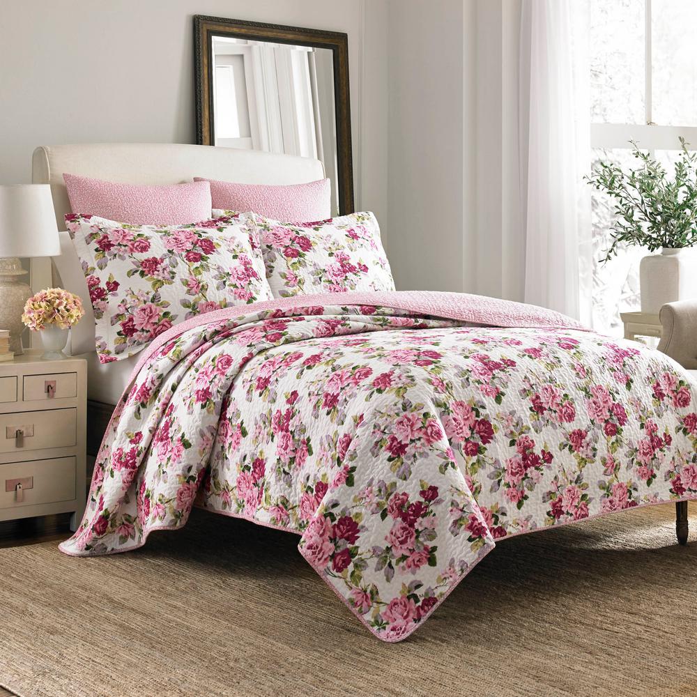 Lidia 3 Piece Multicolored Pink King Quilt Set