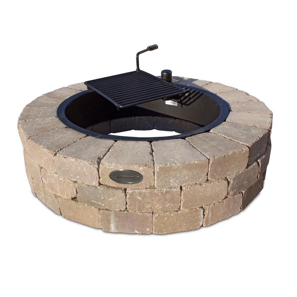 Necessories Grand 48 in. W x 12 in. H Round Concrete Fire Pit Kit in ...