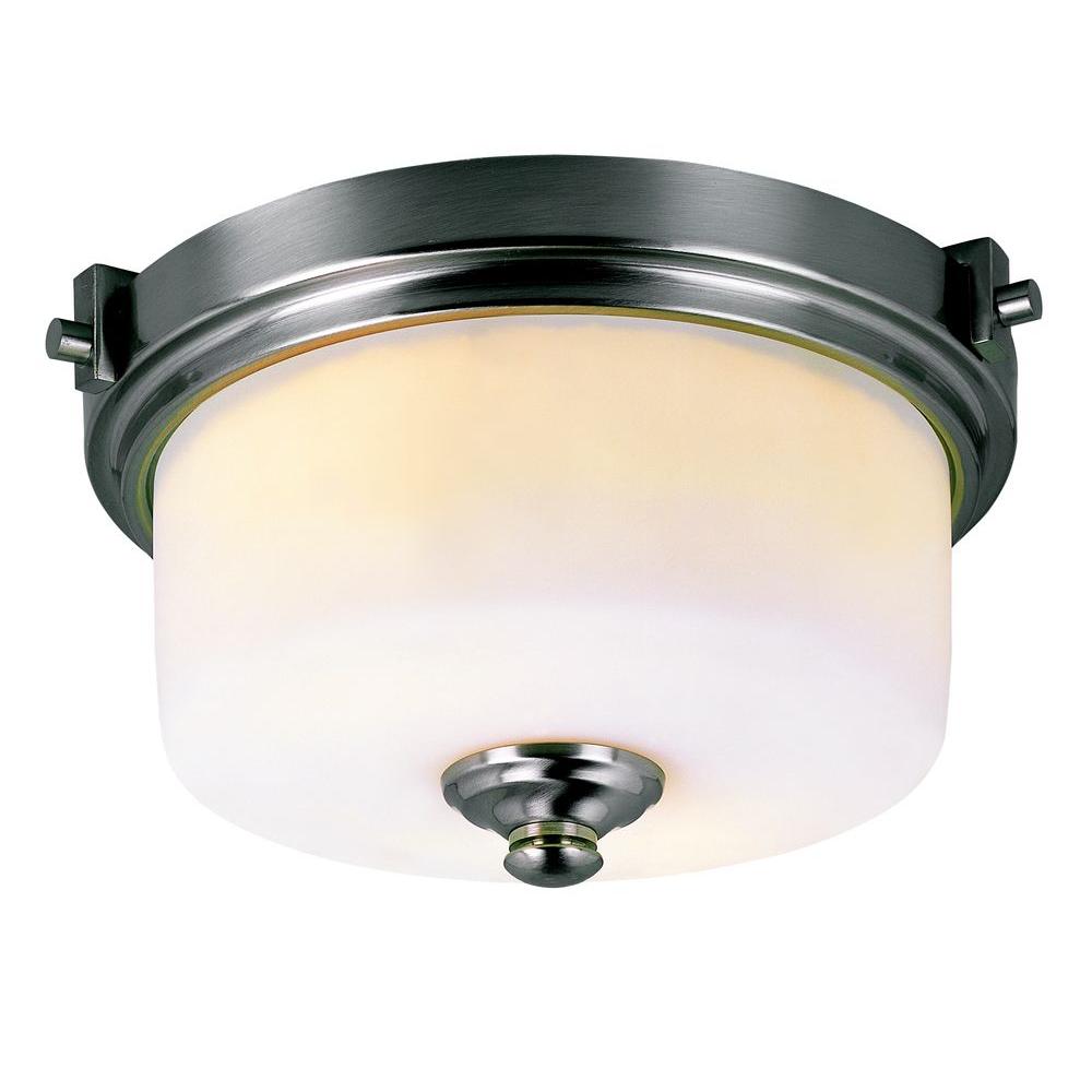 Bel Air Lighting Collection 2Light Brushed Nickel Flushmount with White Frosted Shade