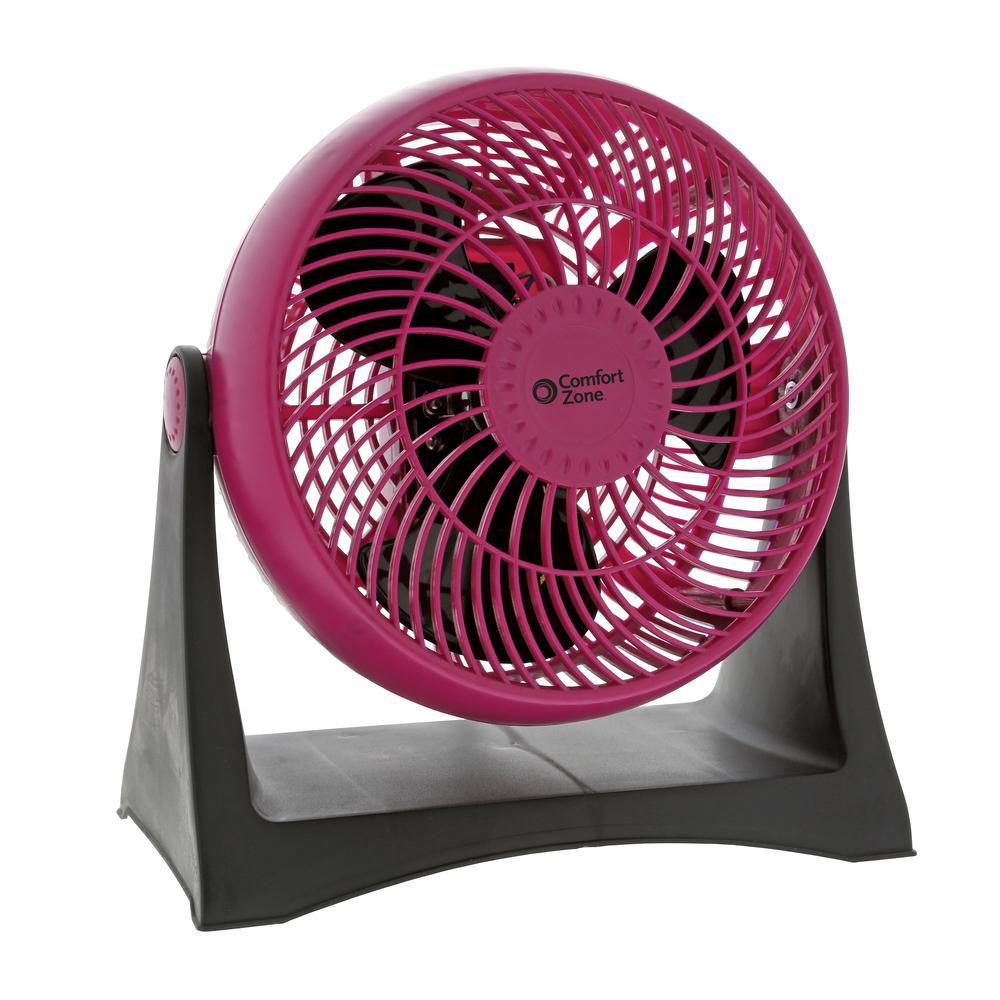 Comfort Zone 8 In 3 Speed Turbo Desk Fan With Adjustable Head In Berry 