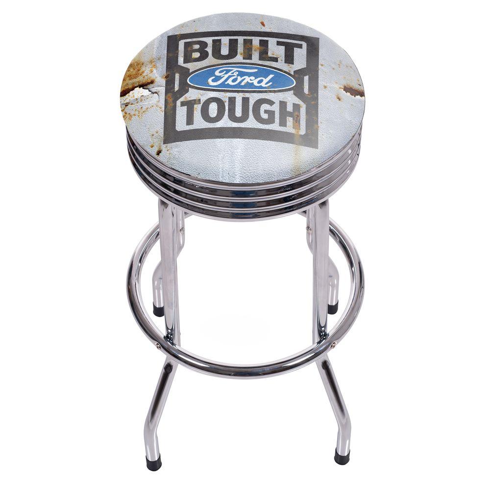 Ford Built Tough 29 In Chrome Swivel Cushioned Bar Stool Fd1005 Bft Chrome Swivel Cushioned Bar Stool